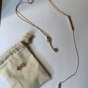 Kendra Scott rose gold Shelton necklace and studs
